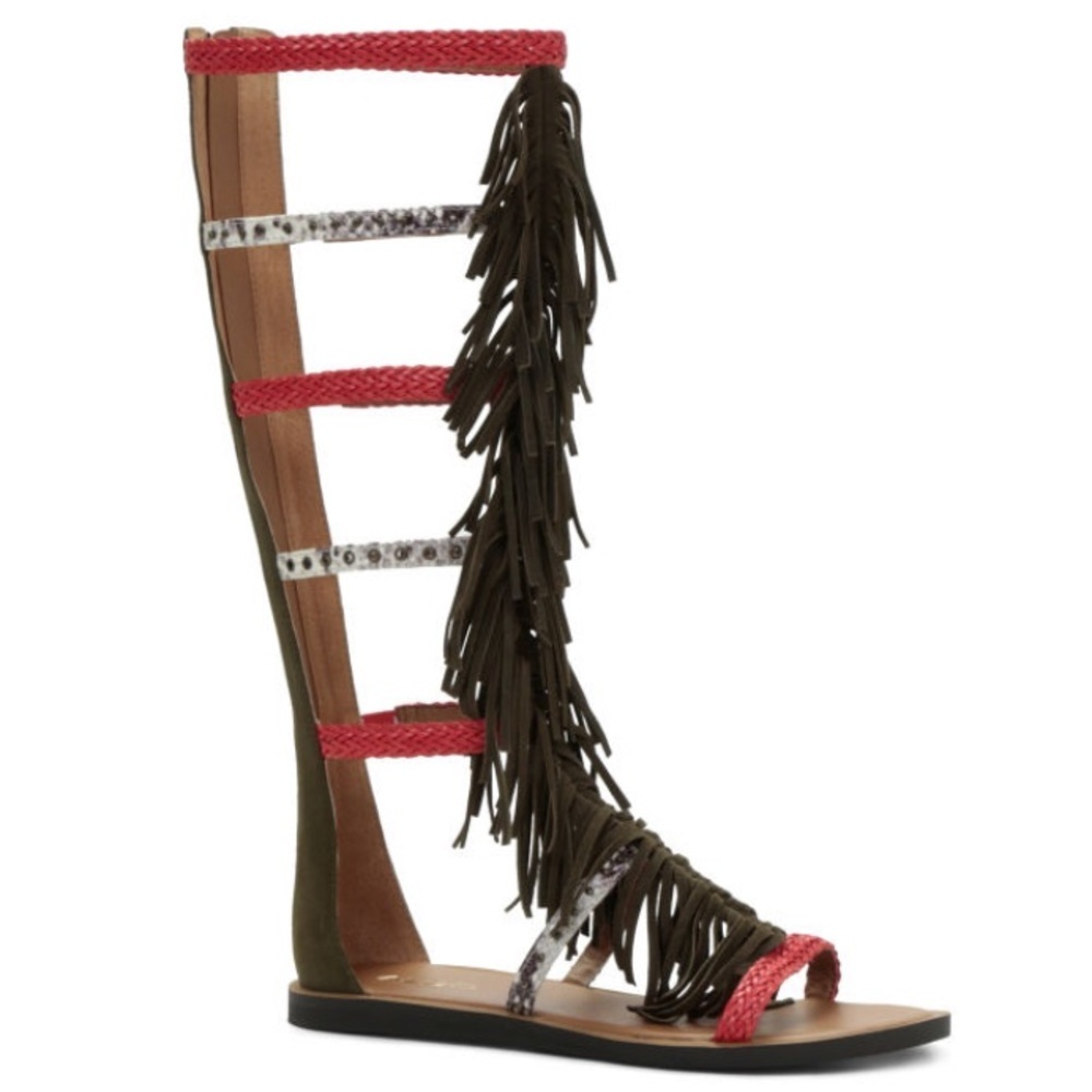 Aldo Tharesa Gladiator Fringe Boho Flat Western Festival Cowgirl Sandals 7.5 - Picture 2 of 15